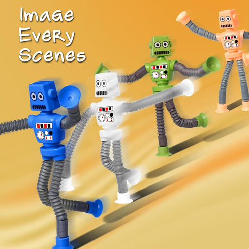 4PCS Telescopic Robot Suction Cup Toy, Shape Changing Tube Fidget Toys, Travel Gift for Kids