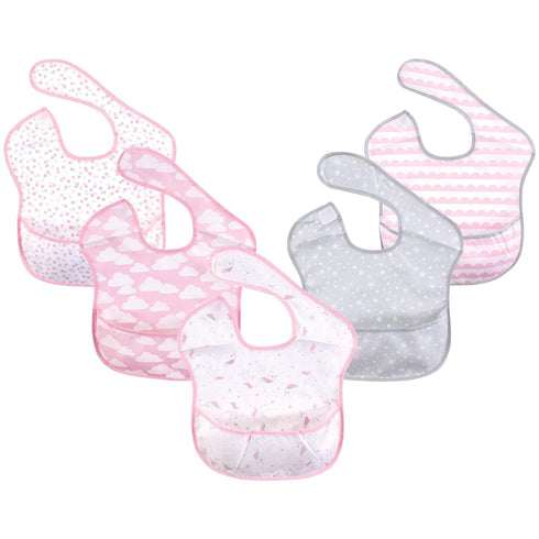 Hudson Baby Unisex Baby Waterproof Polyester Bibs, Magical Unicorn, Feeder
