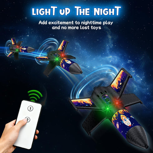 CGGSNDF 300 6-14 Rocket Launcher for Kids, Feet Flight Altitude Rechargeable LED Spinner Rocket with Remote Control