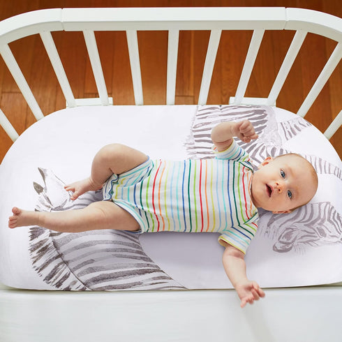 4 Rtteri Pcs Baby Bassinet Sheets Soft Fitted for Baby Boys Girls Soft Cotton Animals Bassinet Sheet Cover Safe Comfort