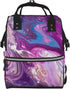 QSMJKLD Marble Purple Colorful Diaper Bag with Changing Pad, Pacifier Holder - Multifunction