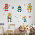 Yovkky Robots Educational Wall Decals Stickers for Baby Boys Room, Clockwork Wrench Toddler Nursery Playroom Decor