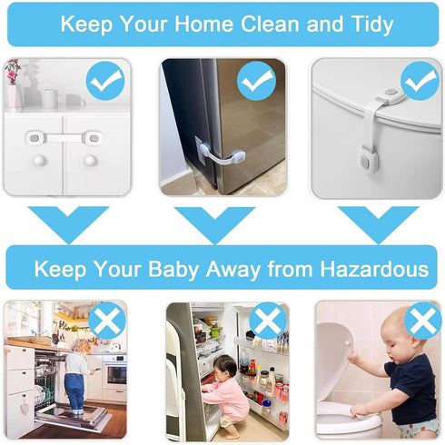 Fursafe&Q Baby Cabinet Locks, Child Safety Proofing, Adhesive Drawer Fridge Ovens Door Latches, Grey (6Pack)