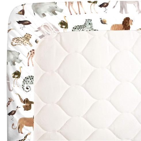 Super Soft Fitted Crib Sheet - Water Color Jungle Friends Design