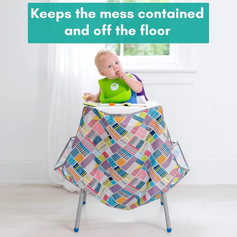 Mumma's High Chair Food Catcher for Babies & Toddlers, Wipeable & Washable | Little Helpers (Rainbows)