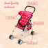 Pink Heart Design Doll Stroller with Basket - Foldable & Stylish