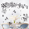 LiveGallery Removable Black Vinyl Flowers Wall Decals, DIY Flower Vines and Butterfly Stickers for Home Decor