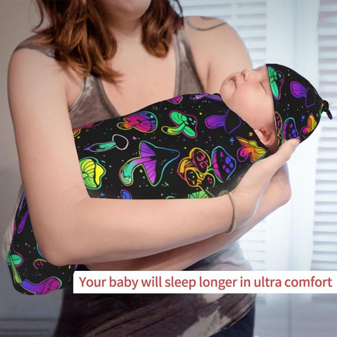DTYYFBSN Personality Mushroom Newborn Swaddling Blanket Beanie Hat Funny Blanket Sleeping Bag New Born Sleep Sacks