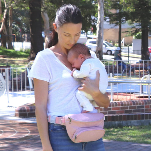 Suessie Fanny Pack Diaper Bag with Baby Changing Pad & Waterproof Wipes Pocket, Stroller Organizer