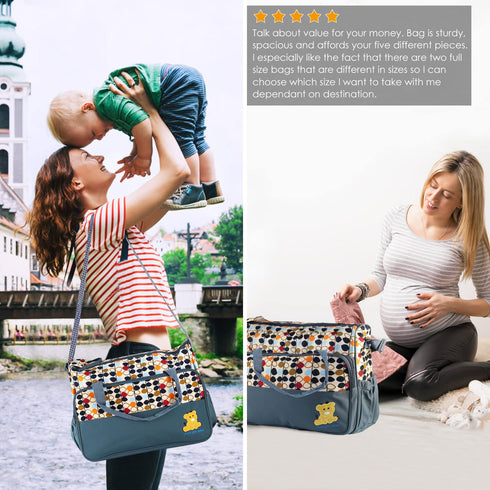 Set 5 Set KOCASO Diaper Tote, Baby Girl Boy Diaper with Changing Pad - PCS Large Travel Hospital Kit - Mom & Dad Gift