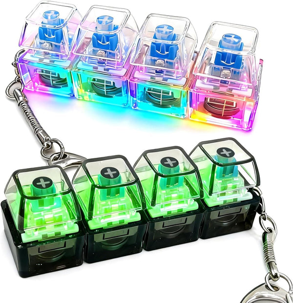 #LOVESPACE 2 Pack Keyboard Fidget Keychain with LED Lights,Keyboard Fidget Toy,clicker fidgets(Transparent)