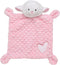 Plush Lamb 10 in. Snuggle Blanket with Embroidery and Knotted Corners for Baby (Pink Heart)