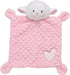 Plush Lamb 10 in. Snuggle Blanket with Embroidery and Knotted Corners for Baby (Pink Heart)