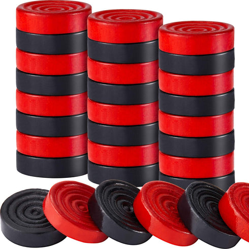 Sumind 48 Pieces Wooden Checkers Pieces, 1.06 Inch Checker Pieces in Drawstring Storage Pouch for Travel Office