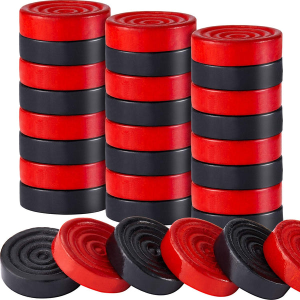Sumind 48 Pieces Wooden Checkers Pieces, 1.06 Inch Checker Pieces in Drawstring Storage Pouch for Travel Office