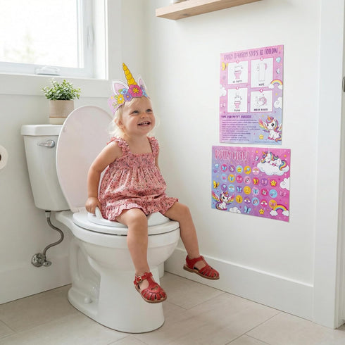 ZICOTO Fun Potty Training Chart with Stickers for Girls - Motivating Unicorn Rewards System with Stickers for Toddler