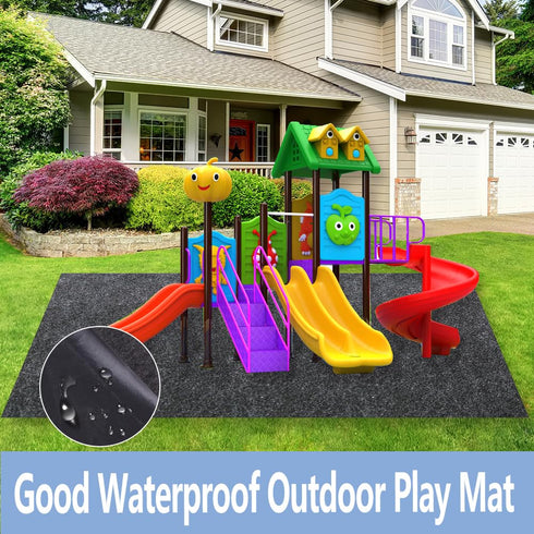 GRETJOB 71 Inches 55 Inches x Large Outdoor Playhouse Mat Outdoor Play Mat Non Slip Backing Playhouse Activity Pad Rug