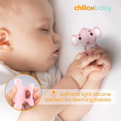 CHILLAX Teether Toys - Soothing Non-BPA Silicone Teethers for Babies 3+ Months, Easy-to-Grip, Dishwasher-Safe