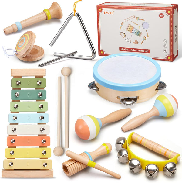 Baby Musical Instruments Set Montessori Wooden Music Toys for Toddlers 3 4