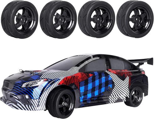 Pre-Glued 12mm Hex Wheels Rims and Rubber Tires, OD 2.55" for Traxxas Tamiya HPI HSP Redcat RC 1/10 On Road Racing Car,