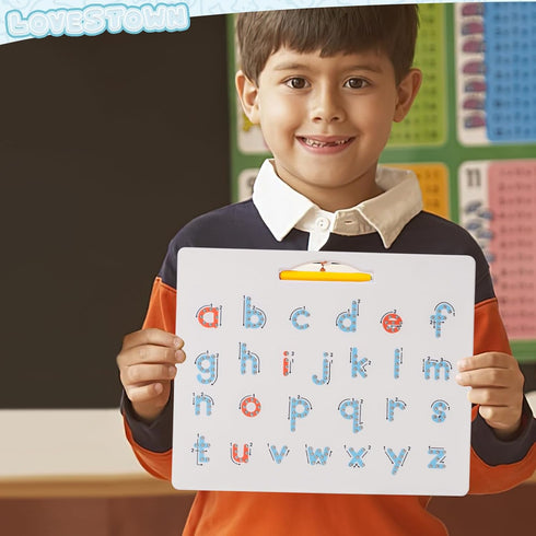 LovesTown Double Sided Magnetic Letter Board, 2 in 1 Alphabet Tracing Board for Kids