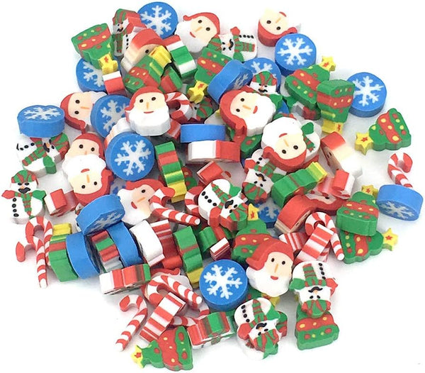 HYSTYLE Christmas Erasers, Holiday Eraser Set, 120+ Pcs, Kids Gift, Party Prizes Favors