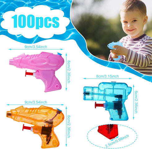 Threan 100 Pack Mini Water Guns - Colorful Plastic Squirt Pistols for Kids and Adults, Summer Pool Party Favors