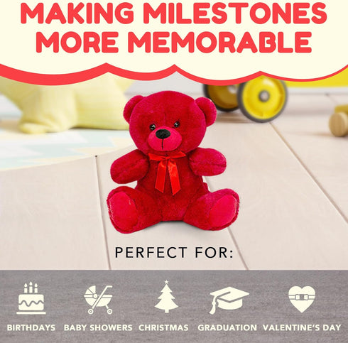 Grandma Smiley's Plush Best Friends Red Teddy Bear Stuffed Animal, 9-inch Hypoallergenic for Christmas, Baby Shower