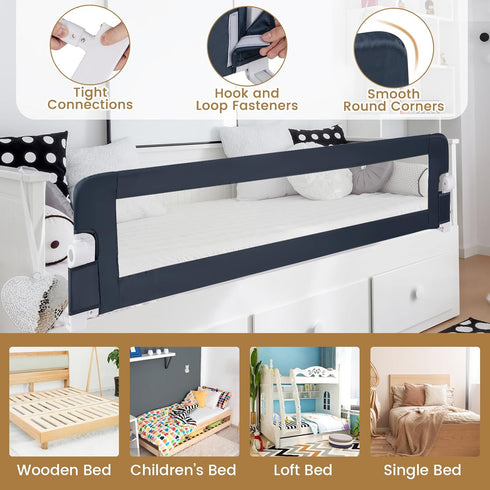 (71", BABY JOY Bed Rails for Toddlers, Extra Long, Swing Down Safety Bed Guard for Convertible Crib, Folding Baby