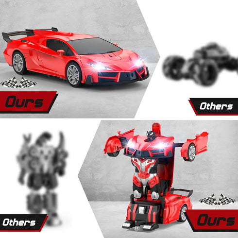 3-5 6-8, 2.4GHz, 360 1:16 Headlight,3-8 Qumcou Transform Remote Control Car, RC Cars for Boys Age One-Button Transform