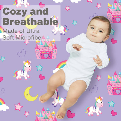 EVERYDAY KIDS 2 Pack Fitted Girls Crib Sheet, 100% Soft Breathable Microfiber, Fits Standard Crib Mattress