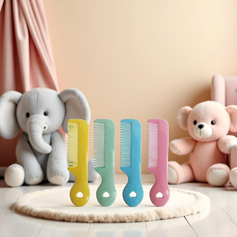 Tustao Pack 4 Of Round Tip Bristles Baby Cute Comb Baby Grooming For Sensitive Scalp Skin, for Nursery Newborn Infant