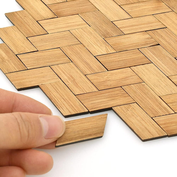 iLAND Varnished Dollhouse Flooring on 1:12 Scale, Dollhouse Floor Boards of Bamboo(Parallelogram