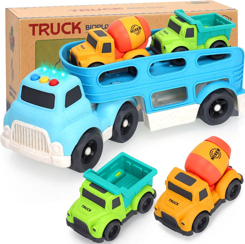 2 3 4 3 1 2-4, Toddler Toys for Year Old Boys, Wheat Straw Toy Cars, No BPA Dump Truck, Mixer Cement, in Transport