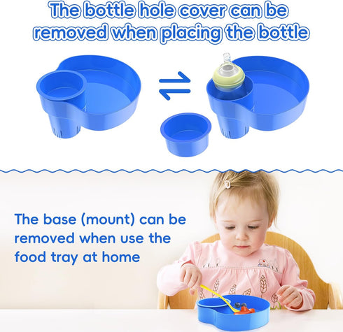 Kids Car Seat Tray, Travel Snack Tray with Cup Holder for Toddler, Stroller Must Haves - Blue
