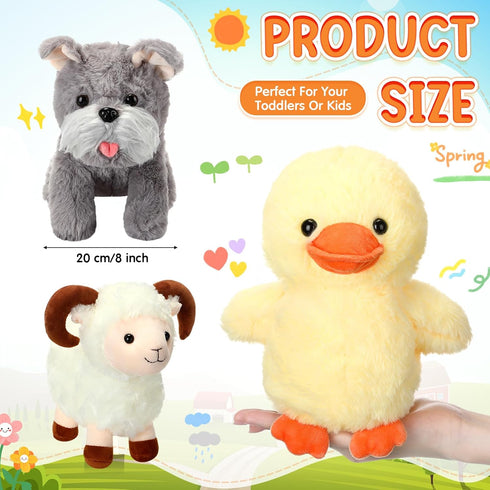 7 Pack Set 8 Inch Hiboom Farm Stuffed Plush Animals Toys Barnyard Stuffed Animals Bulk Soft Pig Rooster Horse Duck