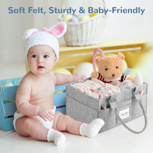 PaoveFor Essetials 11.8 6.3 9.0 inch Diaper Caddy Organizer, Newborn Must Haves, Baby Registry Search and Other Baby