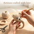 Generic Set 0-12 Organic Crochet Bear Baby Rattle Toy - Handmade Newborn Gift with Teether & Pacifier Holder - BPA-Free