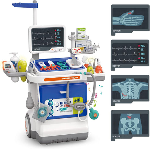 Fegalop Set Set 3 Doctor Kit for Kids Pretend Medical Station for Boys & Girls Mobile Cart with Kids Play for Ages
