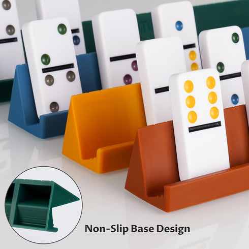 NiToy 6 Set 28 2x1x0.28 Inches 4 10x1.18x1.18 Inches, Double Dominos for Adults with Tiles & Silicone Domino Racks
