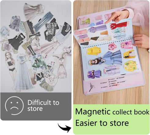 Magnetic Collecting Book Gift for 3+ Year Old Girls, Paired with Magnetic Paper Doll (Book Only, No Accessories)