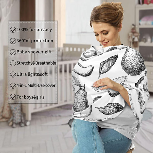 Schgap Hand Drawn Avocado Car Seat Covers Canopy for Baby Soft Stroller Cover Nursing Cover Breastfeeding Baby Carrier