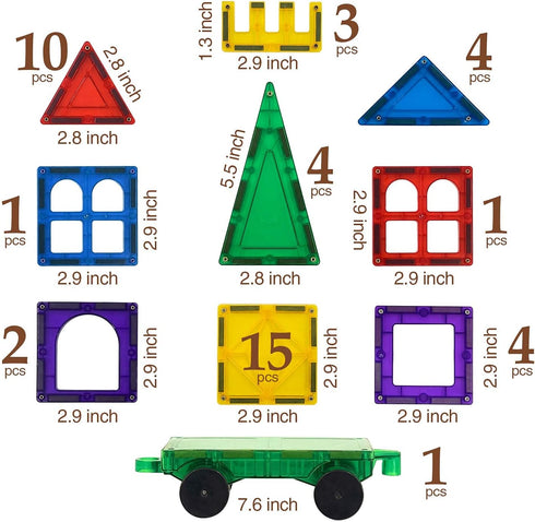 Magnetic Tiles Clear Colors, Magnet Blocks for Kids, STEM Magnetic Blocks for Toddlers, Girls, and Boys