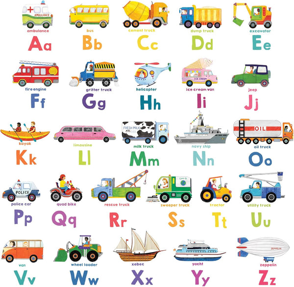 DECOWALL DS8-2005N Transport Alphabet Kids Wall Stickers, Peel and Stick Removable Decals for Nursery Bedroom