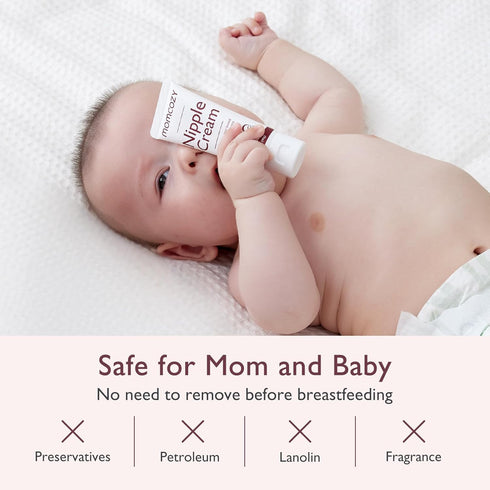 Momcozy 1.41 oz Nipple Cream Safe for Breastfeeding, No Wipe Off Lanolin-Free Nipple Balm, Soothing Cream