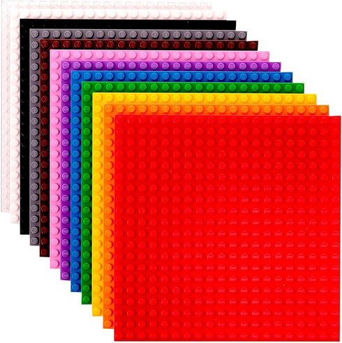 Strictly Briks 12 Pack Classic Stackable Baseplates 6x6, Compatible with Lego, 12 Rainbow Colors