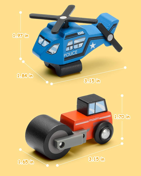 Set (10 3+ SainSmart Jr. Wooden Train Accessories Toy Cars PCS), Compatible with All Major Brands, Gift for Toddlers