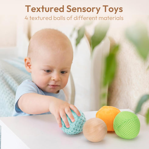 Montessori Toys Set for Babies 13-15 Months, 5 in 1 Educational Wooden Learning Toys with Sensory Ball & Object