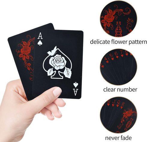 Joyoldelf Playing Cards - Waterproof Deck with Unique Pattern & Flower Backing, PVC Poker for Party, Game and Magic