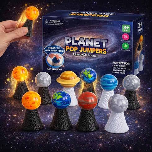 20 Pack Liberty Imports Planet Pop Jumpers for Kids, Light-Up Solar System Popper Toys with Stars & Planets, Press